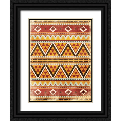 Aztec  pattern Black Ornate Wood Framed Art Print with Double Matting by Grey, Jace