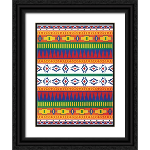 Aztec Patterned Mate Colors Black Ornate Wood Framed Art Print with Double Matting by Grey, Jace