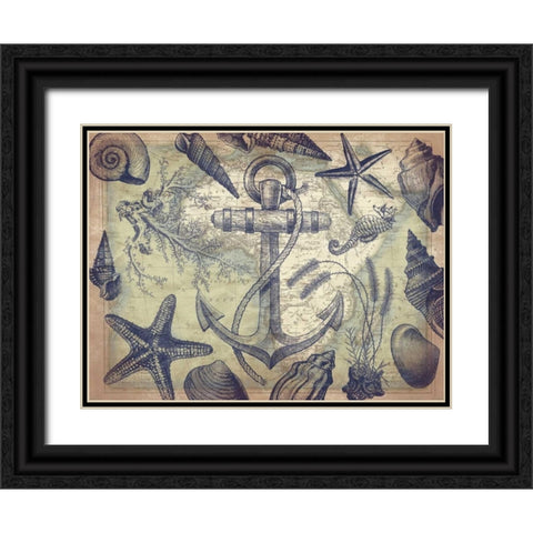 Nautical map mate Black Ornate Wood Framed Art Print with Double Matting by Grey, Jace