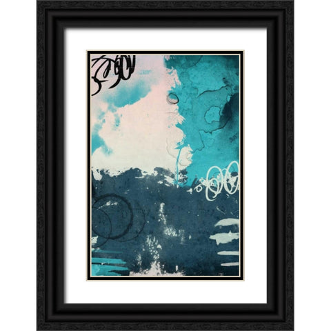 Blue abstract Black Ornate Wood Framed Art Print with Double Matting by Grey, Jace