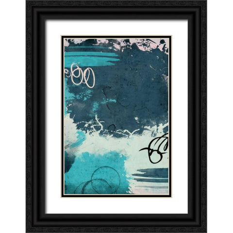 Blue abstract mate Black Ornate Wood Framed Art Print with Double Matting by Grey, Jace
