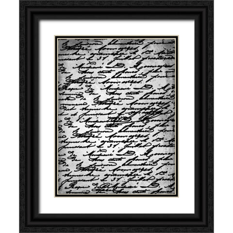 Black white text Black Ornate Wood Framed Art Print with Double Matting by Grey, Jace