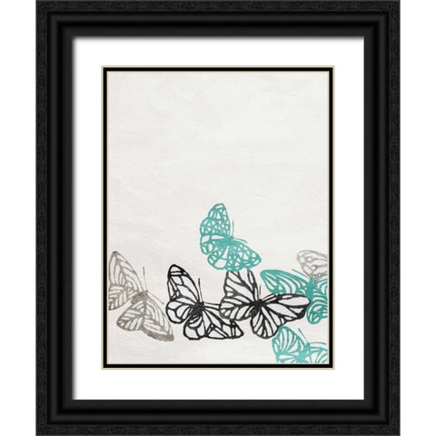 Butterflies 2 Black Ornate Wood Framed Art Print with Double Matting by Grey, Jace