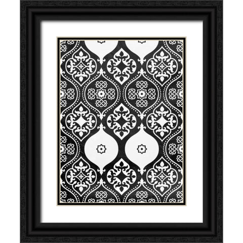 BW Pattern Black Ornate Wood Framed Art Print with Double Matting by Grey, Jace