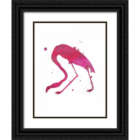 Flamingo splat Black Ornate Wood Framed Art Print with Double Matting by Grey, Jace