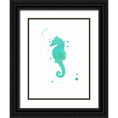 Seahorse splat Black Ornate Wood Framed Art Print with Double Matting by Grey, Jace