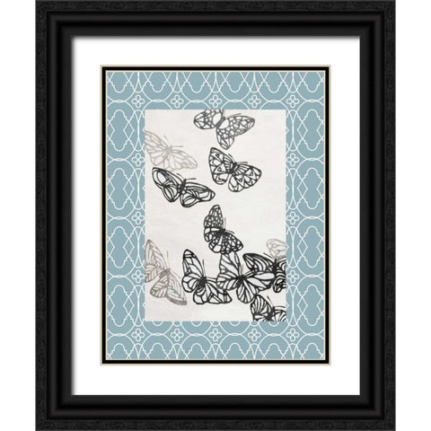 Butterfly border Black Ornate Wood Framed Art Print with Double Matting by Grey, Jace