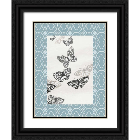 Butterfly border 2 Black Ornate Wood Framed Art Print with Double Matting by Grey, Jace