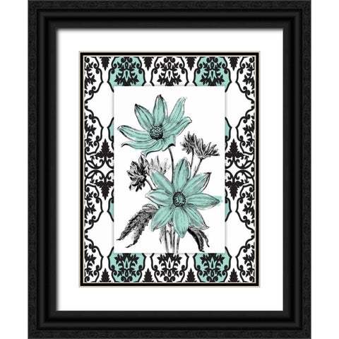 Simple Floral Style Black Ornate Wood Framed Art Print with Double Matting by Grey, Jace