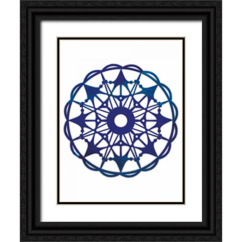 Watercolor Abstract Indigo Black Ornate Wood Framed Art Print with Double Matting by Grey, Jace