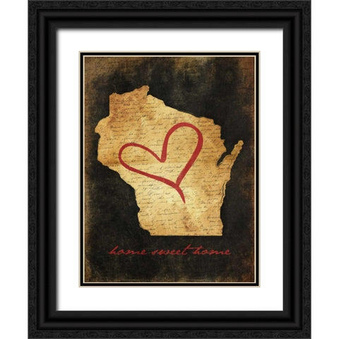 Home Sweet Home WI Black Ornate Wood Framed Art Print with Double Matting by Grey, Jace
