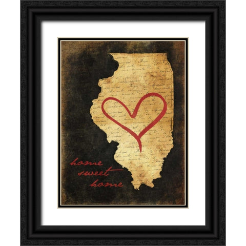 Home Sweet Home IL Black Ornate Wood Framed Art Print with Double Matting by Grey, Jace