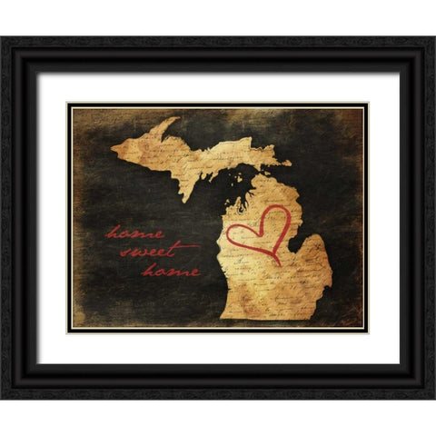 Home Sweet Home MI Black Ornate Wood Framed Art Print with Double Matting by Grey, Jace