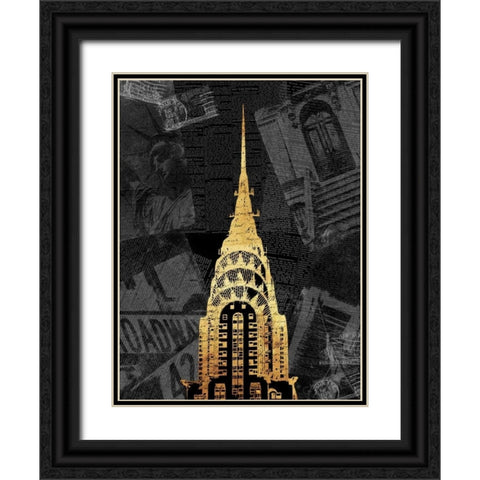 Gold NY Mate Black Ornate Wood Framed Art Print with Double Matting by Grey, Jace