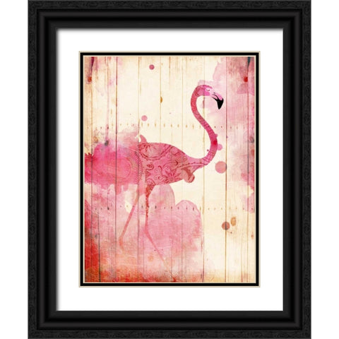 Flamingo Henna Black Ornate Wood Framed Art Print with Double Matting by Grey, Jace