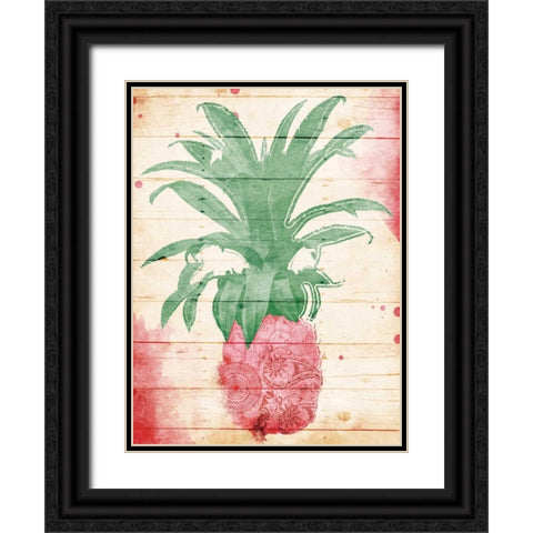Pink Pineapple Henna Black Ornate Wood Framed Art Print with Double Matting by Grey, Jace