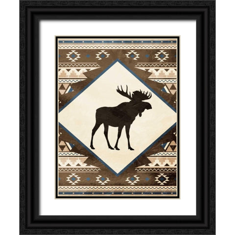 Moose Pattern Mate Black Ornate Wood Framed Art Print with Double Matting by Grey, Jace