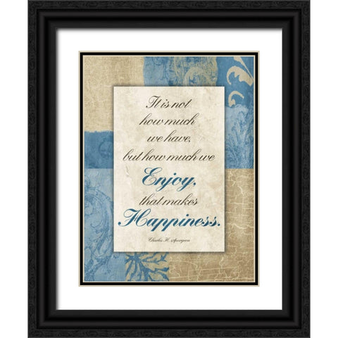 Enjoy Happiness Black Ornate Wood Framed Art Print with Double Matting by Grey, Jace