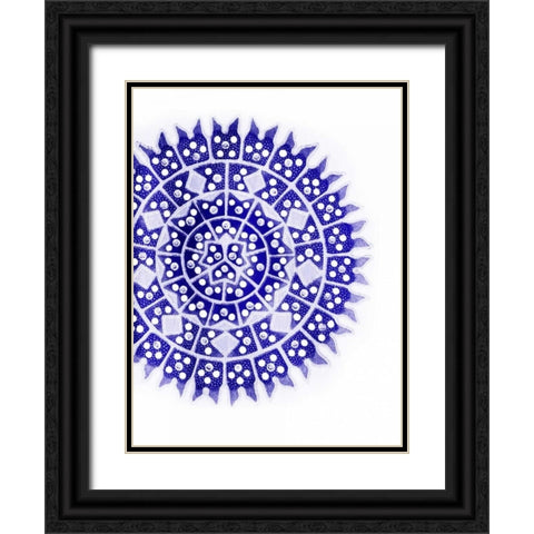 Indigo Coastal Pattern Black Ornate Wood Framed Art Print with Double Matting by Grey, Jace