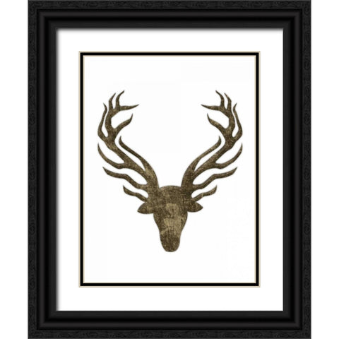 Aged Deer Black Ornate Wood Framed Art Print with Double Matting by Grey, Jace