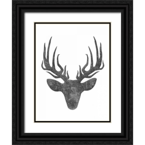 Black And White Aged Deer Mate Black Ornate Wood Framed Art Print with Double Matting by Grey, Jace
