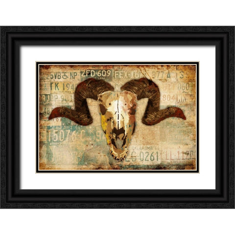 Vintage Skull Black Ornate Wood Framed Art Print with Double Matting by Grey, Jace