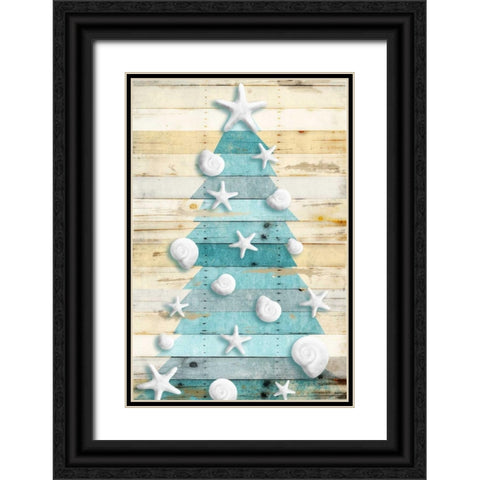 Coastal Christmas Tree Black Ornate Wood Framed Art Print with Double Matting by Grey, Jace
