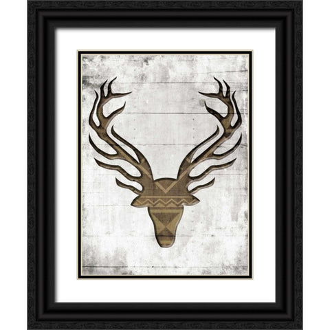 White Wood Dear Black Ornate Wood Framed Art Print with Double Matting by Grey, Jace