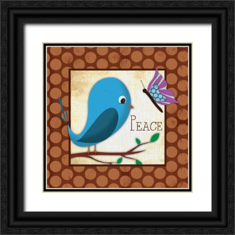 Peace Black Ornate Wood Framed Art Print with Double Matting by Grey, Jace