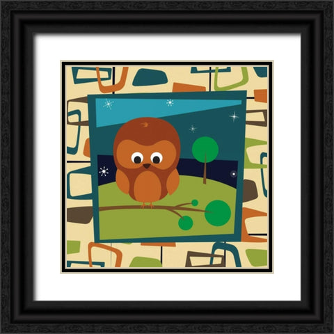 Owl Black Ornate Wood Framed Art Print with Double Matting by Grey, Jace