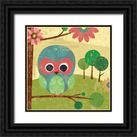 Owl Black Ornate Wood Framed Art Print with Double Matting by Grey, Jace