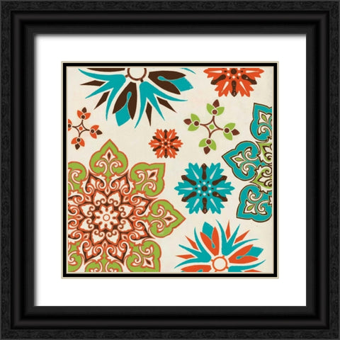 Suzani 2 Black Ornate Wood Framed Art Print with Double Matting by Grey, Jace