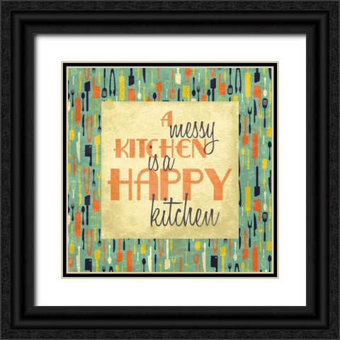 Happy kitchen Black Ornate Wood Framed Art Print with Double Matting by Grey, Jace