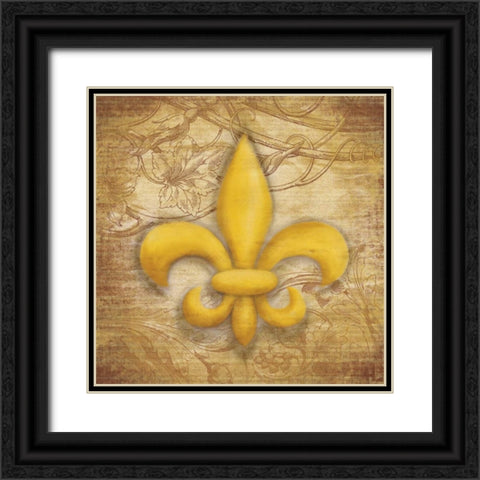 Fleur De Lis Black Ornate Wood Framed Art Print with Double Matting by Grey, Jace