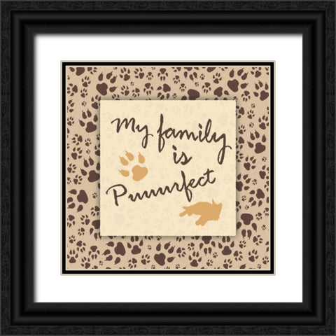 Cat Black Ornate Wood Framed Art Print with Double Matting by Grey, Jace