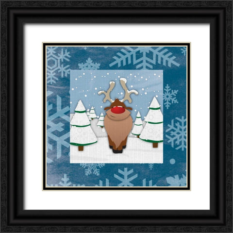 Reindeer Black Ornate Wood Framed Art Print with Double Matting by Grey, Jace