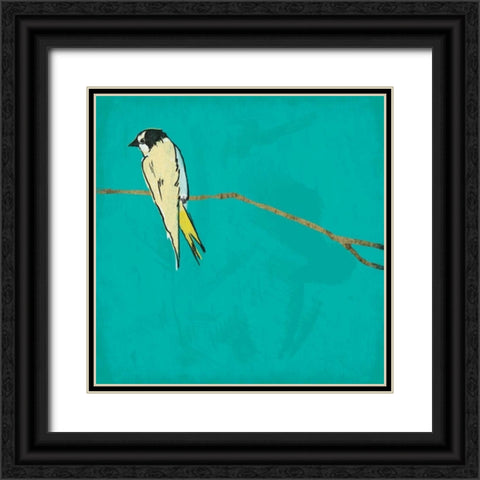 Bird on branch 4 Black Ornate Wood Framed Art Print with Double Matting by Grey, Jace