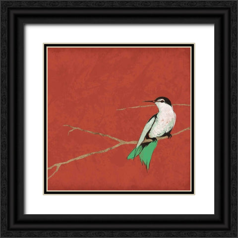 Birds on branch Black Ornate Wood Framed Art Print with Double Matting by Grey, Jace