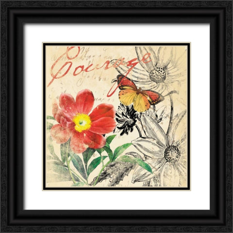 Courage floral Black Ornate Wood Framed Art Print with Double Matting by Grey, Jace
