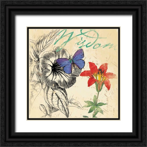 Wisdom floral Black Ornate Wood Framed Art Print with Double Matting by Grey, Jace