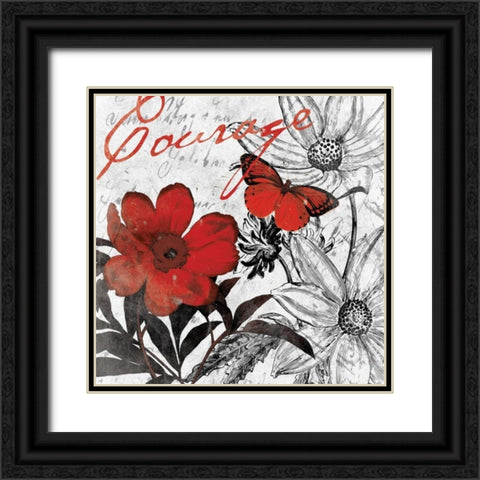 Courage floral Black Ornate Wood Framed Art Print with Double Matting by Grey, Jace
