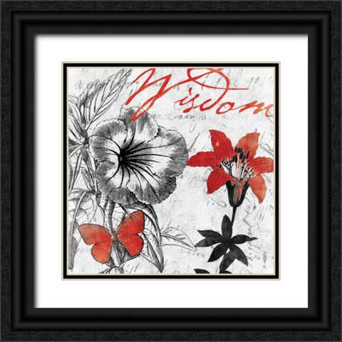 Wisdom floral Black Ornate Wood Framed Art Print with Double Matting by Grey, Jace