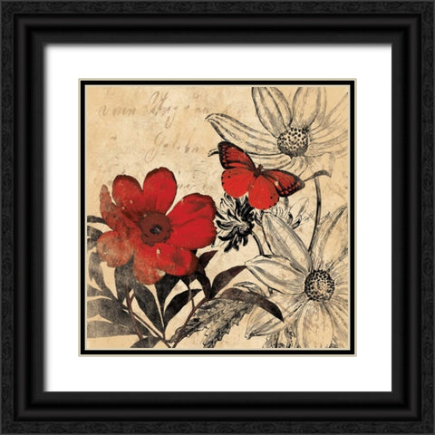 Courage floral NO WORD Black Ornate Wood Framed Art Print with Double Matting by Grey, Jace