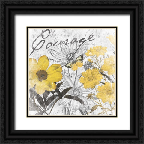 Courage floral Black Ornate Wood Framed Art Print with Double Matting by Grey, Jace