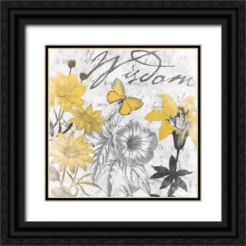 Wisdom floral Black Ornate Wood Framed Art Print with Double Matting by Grey, Jace