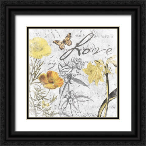 Love floral Black Ornate Wood Framed Art Print with Double Matting by Grey, Jace