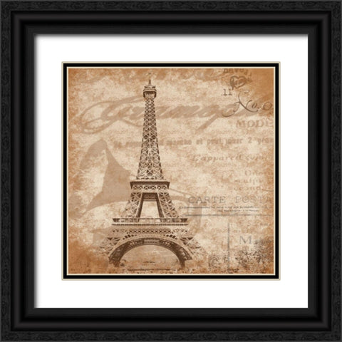 Paris Black Ornate Wood Framed Art Print with Double Matting by Grey, Jace