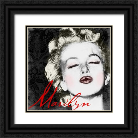 Marilyn Makeup 1 Black Ornate Wood Framed Art Print with Double Matting by Grey, Jace
