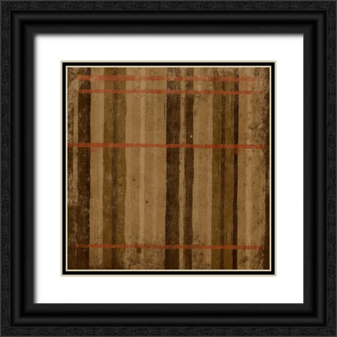 Burnt orange Stripes Black Ornate Wood Framed Art Print with Double Matting by Grey, Jace