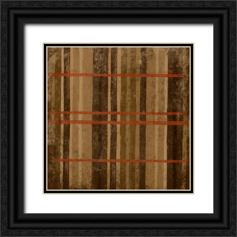 Burnt orange Stripes Black Ornate Wood Framed Art Print with Double Matting by Grey, Jace